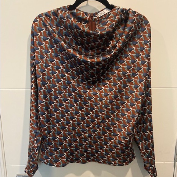 Zara Draped Printed Top with Back Top Zip - Picture 1 of 7